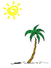 Logo showing sun and palm tree